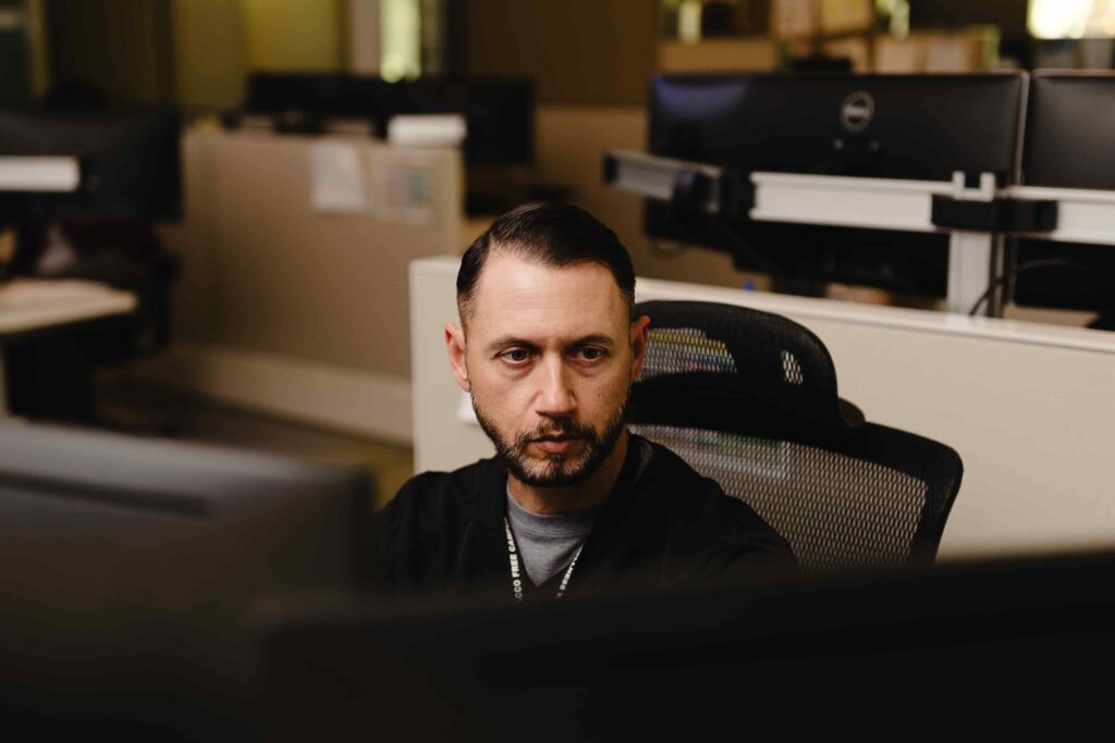 man working at desk