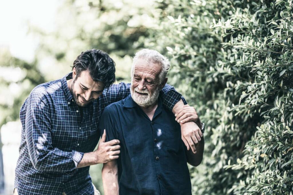 man and father walking