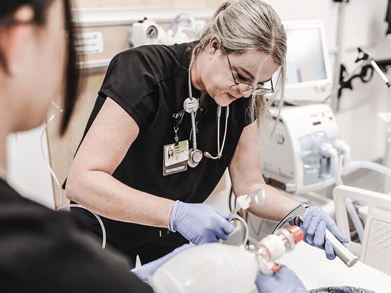 Respiratory therapist in a hospital setting